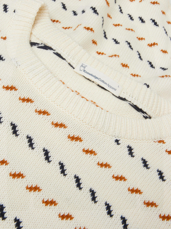 KnowledgeCotton Apparel - MEN Organic Cotton Jacquard Knit - Regenerative Organic Certified™ - GOTS/Vegan Knits 1387 Egret
