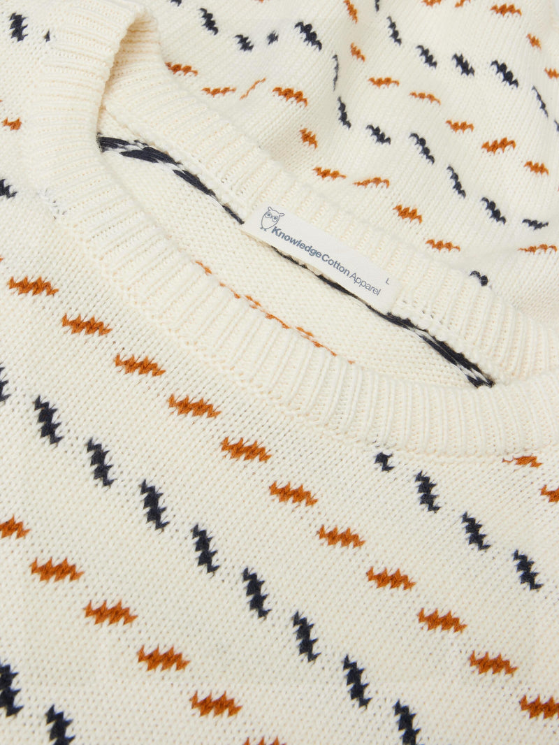 KnowledgeCotton Apparel - MEN Organic Cotton Jacquard Knit - Regenerative Organic Certified™ - GOTS/Vegan Knits 1387 Egret