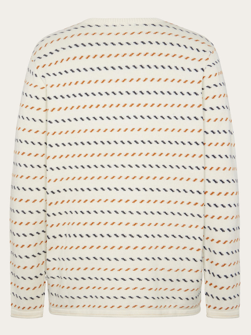 KnowledgeCotton Apparel - MEN Organic Cotton Jacquard Knit - Regenerative Organic Certified™ - GOTS/Vegan Knits 1387 Egret
