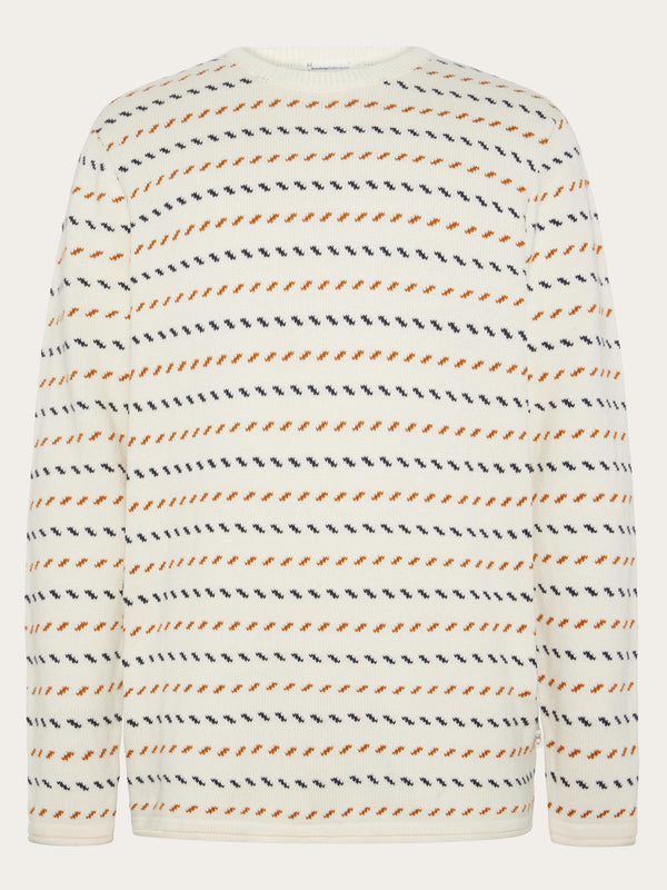 KnowledgeCotton Apparel - MEN Organic Cotton Jacquard Knit - Regenerative Organic Certified™ - GOTS/Vegan Knits 1387 Egret