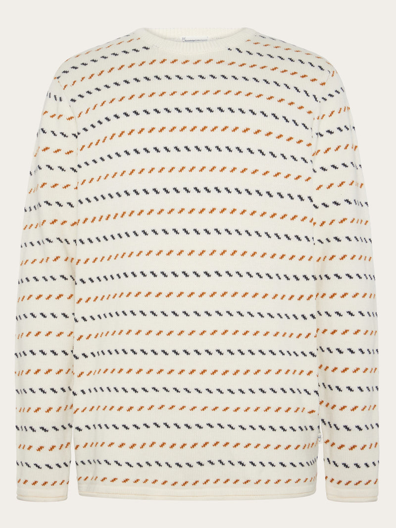 KnowledgeCotton Apparel - MEN Organic Cotton Jacquard Knit - Regenerative Organic Certified™ - GOTS/Vegan Knits 1387 Egret