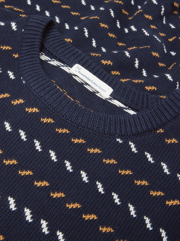 KnowledgeCotton Apparel - MEN Organic Cotton Jacquard Knit - Regenerative Organic Certified™ - GOTS/Vegan Knits 1412 Night Sky