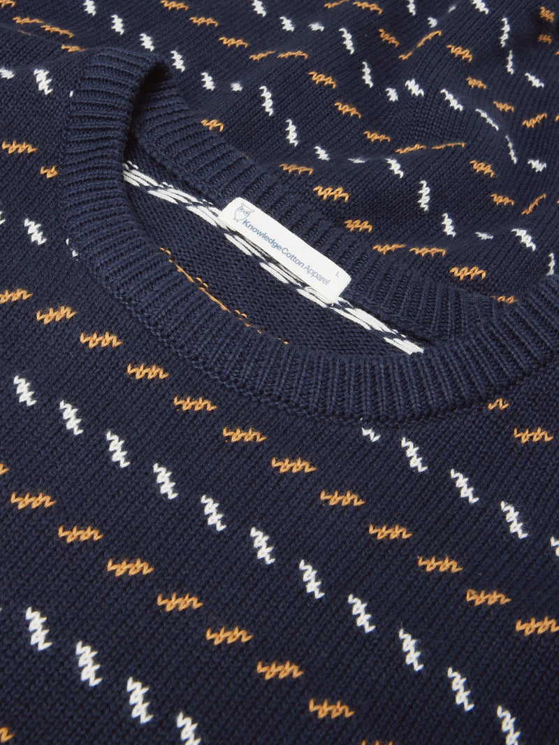 KnowledgeCotton Apparel - MEN Organic Cotton Jacquard Knit - Regenerative Organic Certified™ - GOTS/Vegan Knits 1412 Night Sky