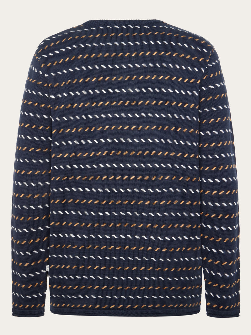 KnowledgeCotton Apparel - MEN Organic Cotton Jacquard Knit - Regenerative Organic Certified™ - GOTS/Vegan Knits 1412 Night Sky
