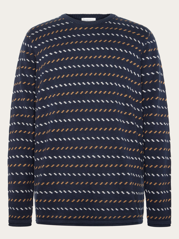 KnowledgeCotton Apparel - MEN Organic Cotton Jacquard Knit - Regenerative Organic Certified™ - GOTS/Vegan Knits 1412 Night Sky