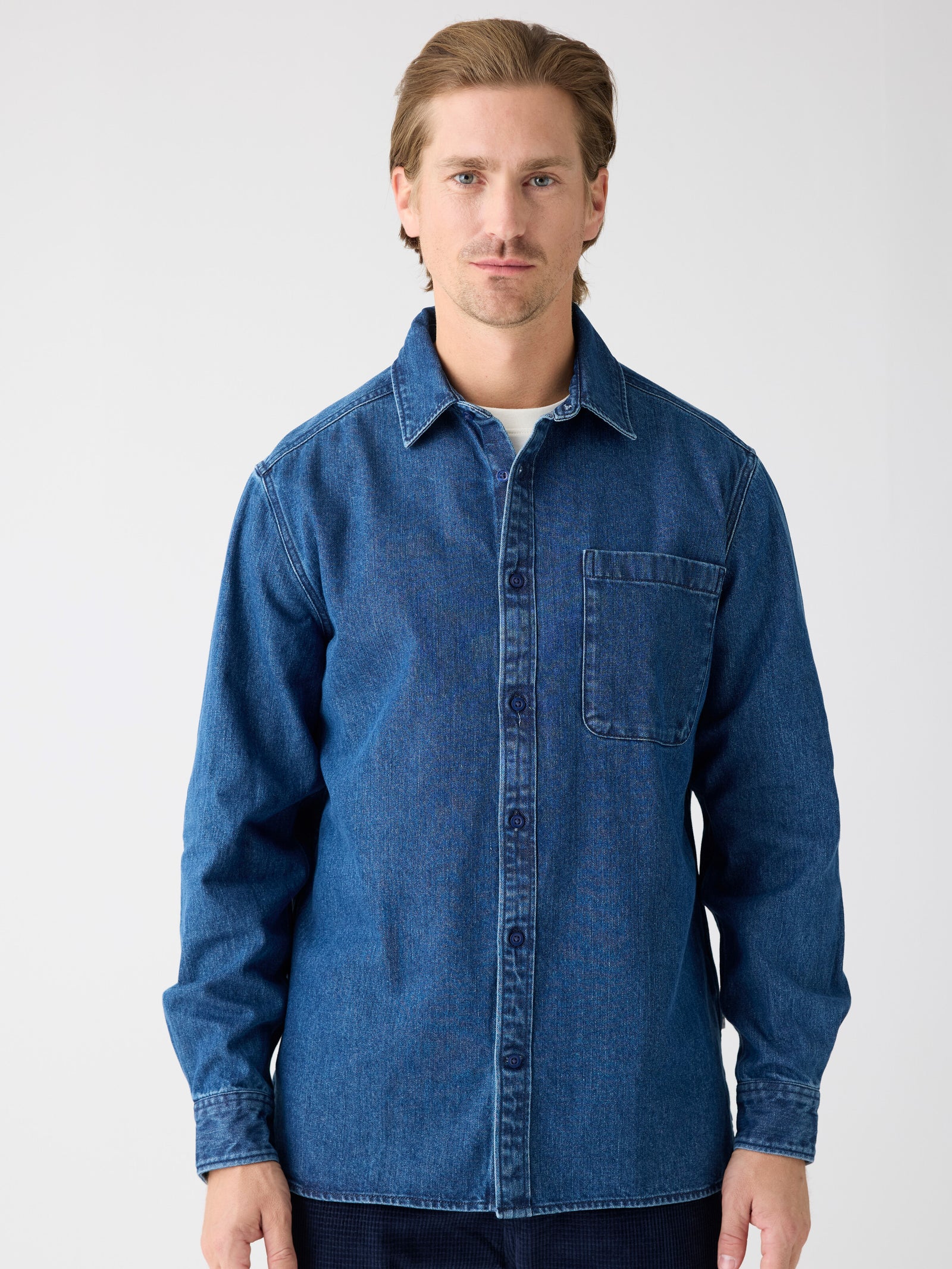 Organic Cotton Natural Indigo Denim Shirt GOTS - Dark Blue denim