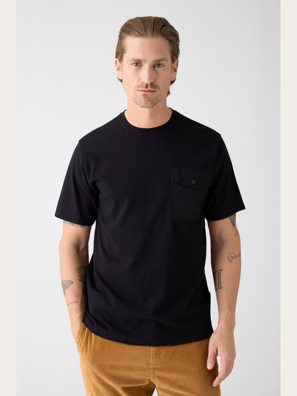 KnowledgeCotton Apparel - MEN Organic Cotton Pocket T-shirt GOTS T-shirts 1300 Black Jet