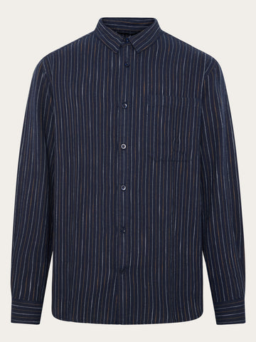 KnowledgeCotton Apparel - MEN Organic Cotton Striped Shirt GOTS Shirts 8021 Blue stripe