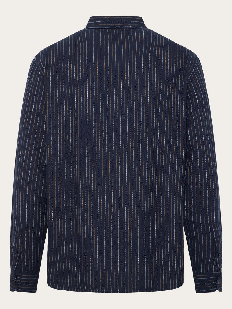 KnowledgeCotton Apparel Men's Organic Cotton Striped Shirt - Blue stripe, GOTS Certified Organic KnowledgeCotton Apparel Men's Organic Cotton Striped Shirt - Blue stripe, GOTS Certified Organic