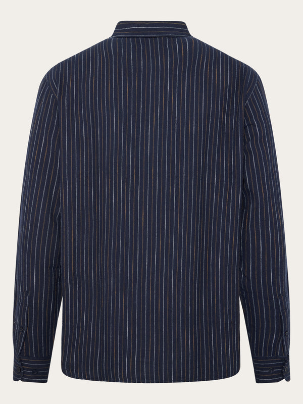 KnowledgeCotton Apparel - MEN Organic Cotton Striped Shirt GOTS Shirts 8021 Blue stripe