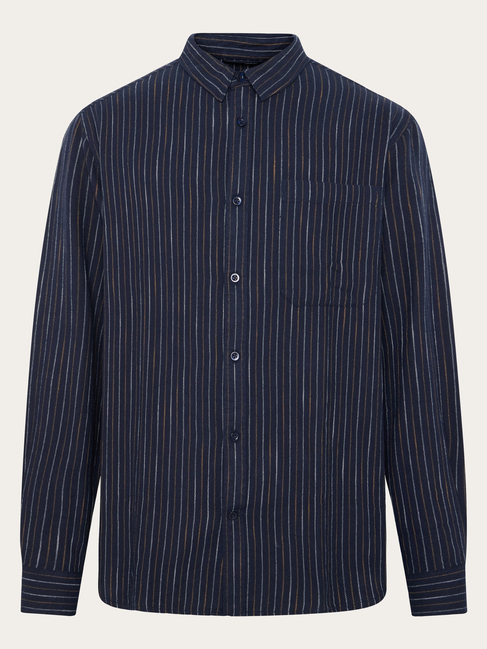 mens blue striped dress shirt KnowledgeCotton Apparel Men's Organic Cotton Striped Shirt