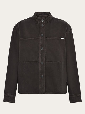 KnowledgeCotton Apparel - WMN Organic Cotton Twill Overshirt GOTS Overshirts 1487 Chocolate Torte