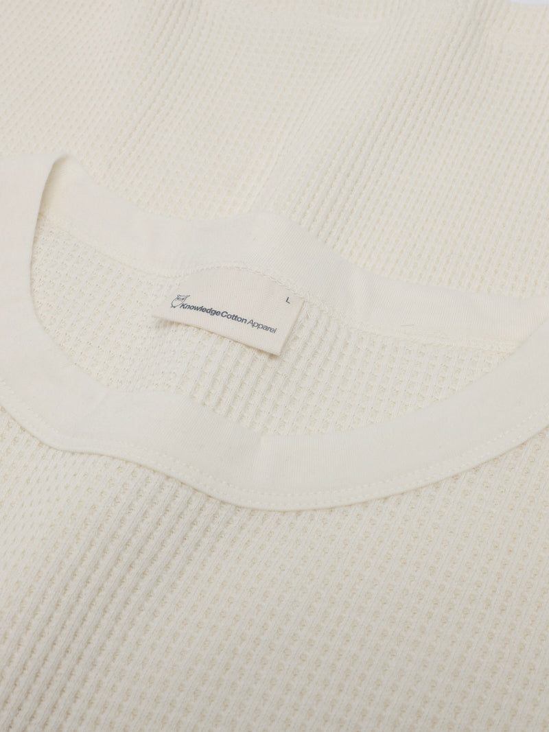 KnowledgeCotton Apparel - MEN Organic Cotton Waffle T-shirt GOTS T-shirts 1387 Egret