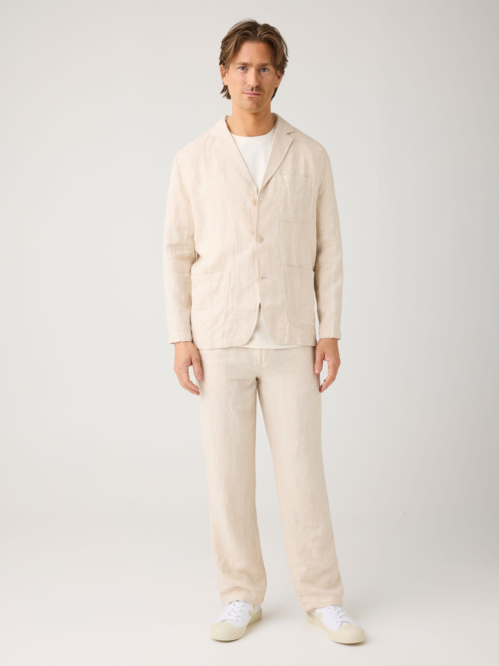 Linen blazer - Yarndyed Light feather gray