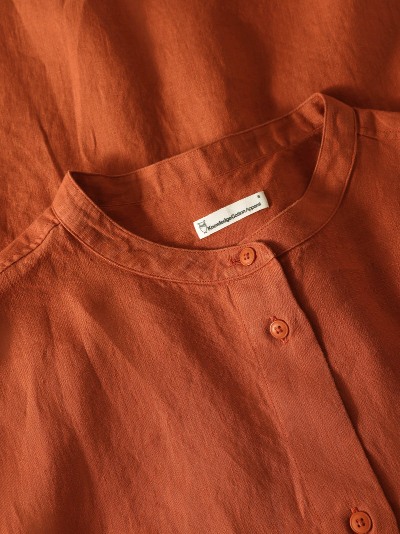 Organic Linen Shirt GOTS/Vegan - Burnt Brick