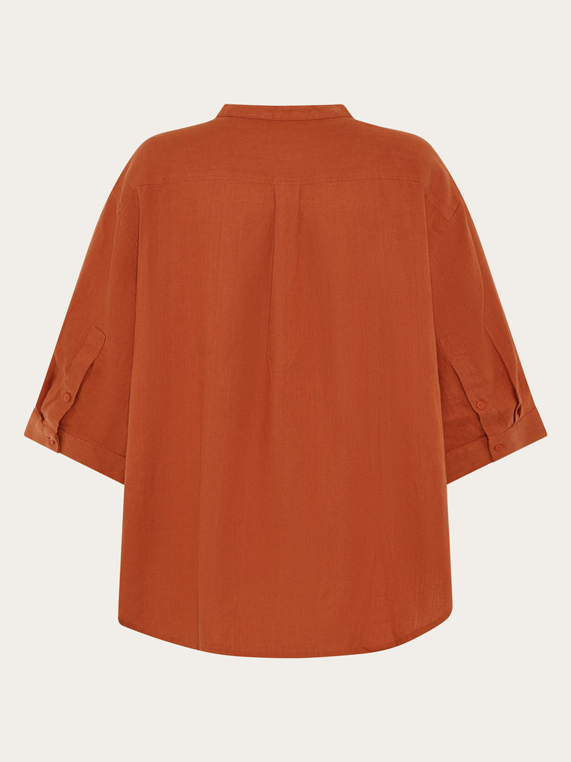 Organic Linen Shirt GOTS/Vegan - Burnt Brick