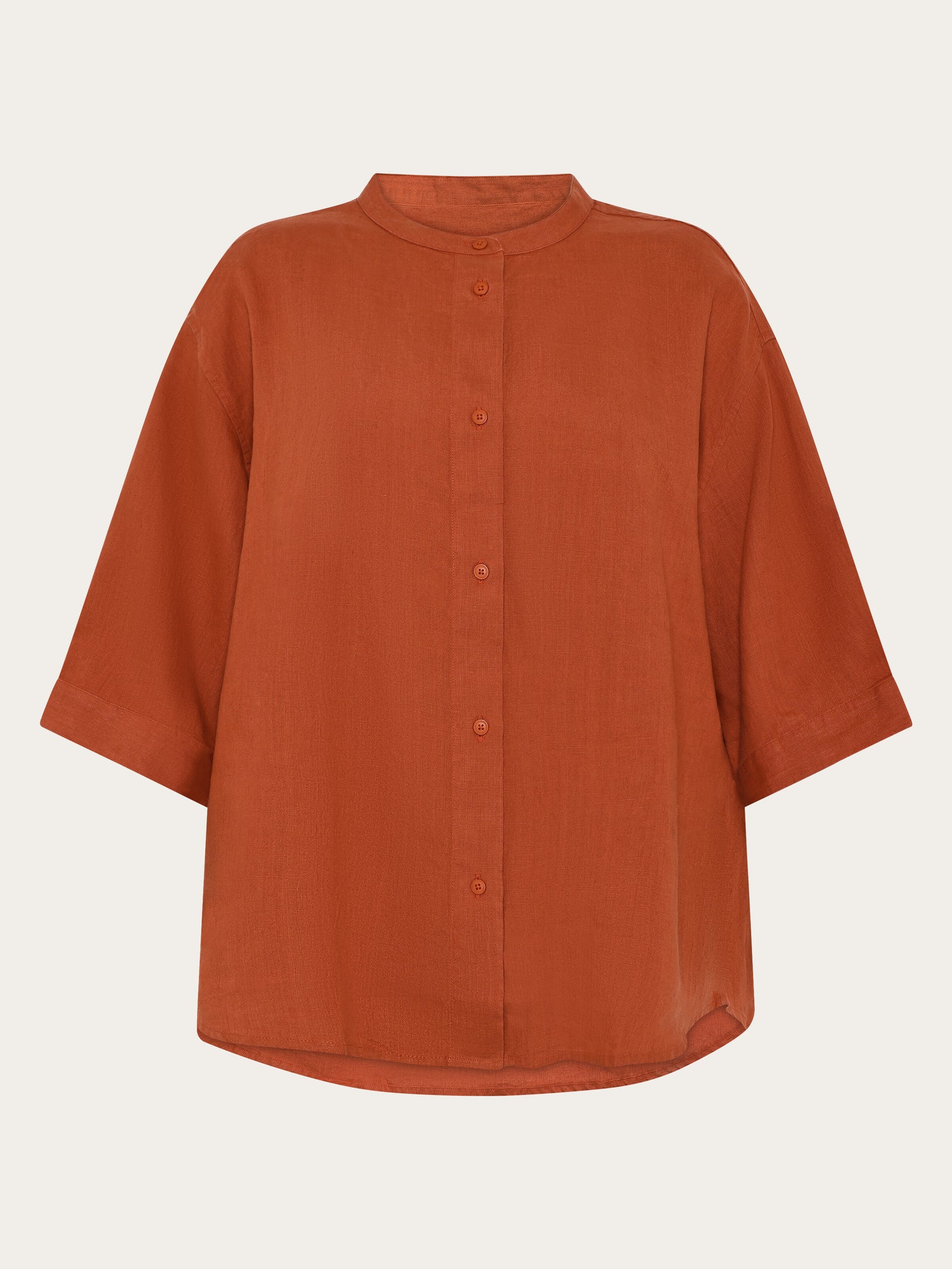 Organic Linen Shirt GOTS/Vegan - Burnt Brick
