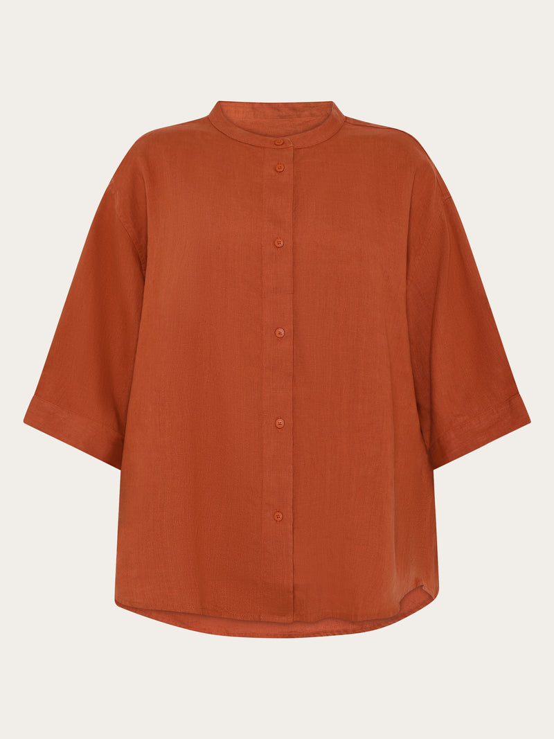 Organic Linen Shirt GOTS/Vegan - Burnt Brick