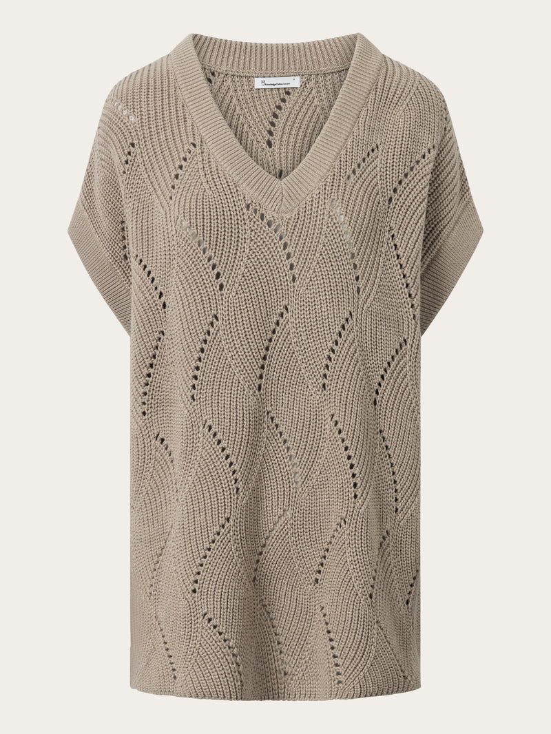 Oversized v-neck knit vest - Light feather gray