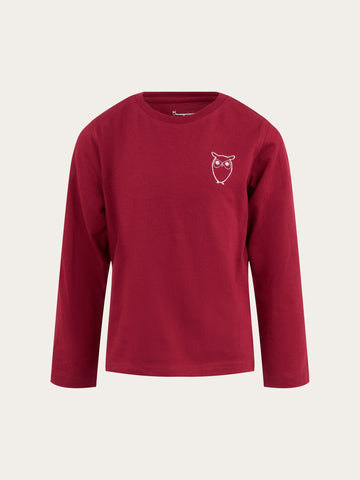 KnowledgeCotton Apparel - YOUNG Owl long sleeve t-shirt Long Sleeves 1364 Rhubarb