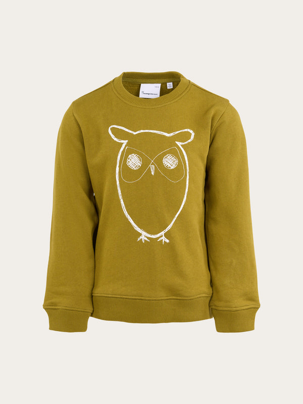 KnowledgeCotton Apparel - YOUNG Owl sweat Sweats 1363 Green Moss