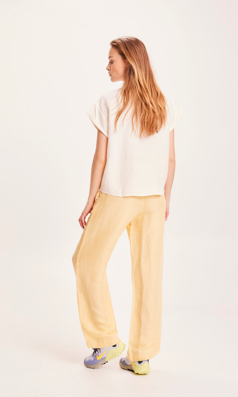 KnowledgeCotton Apparel - WMN POSEY Linen Mix Elastic Waist Pants Pants 1352 Impala