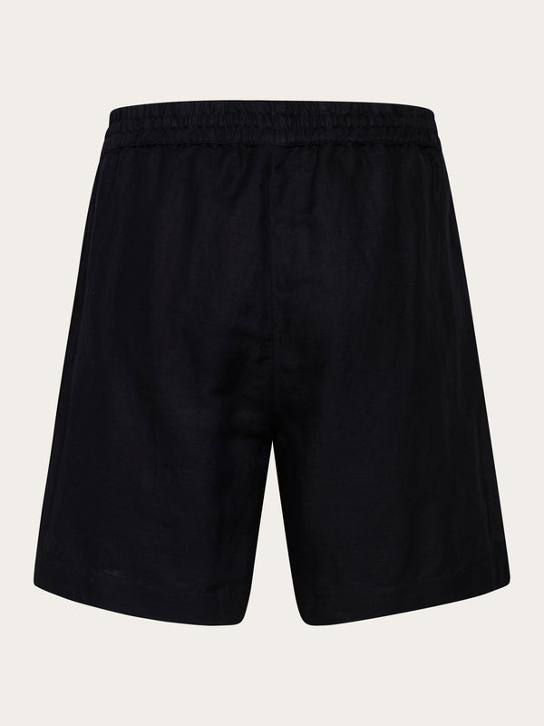 KnowledgeCotton Apparel - WMN POSEY linen mix elastic waist shorts Shorts 1300 Black Jet