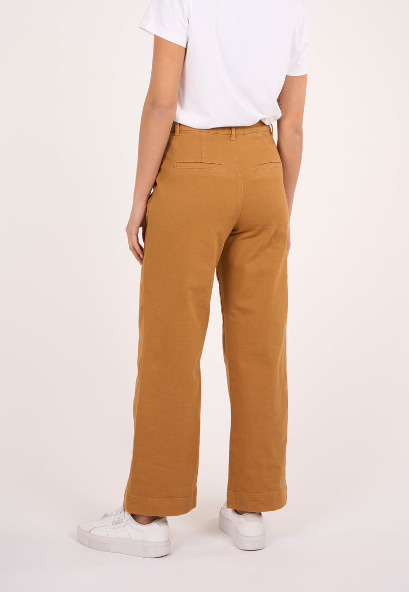 KnowledgeCotton Apparel - WMN POSEY loose twill pants Pants 1366 Brown Sugar