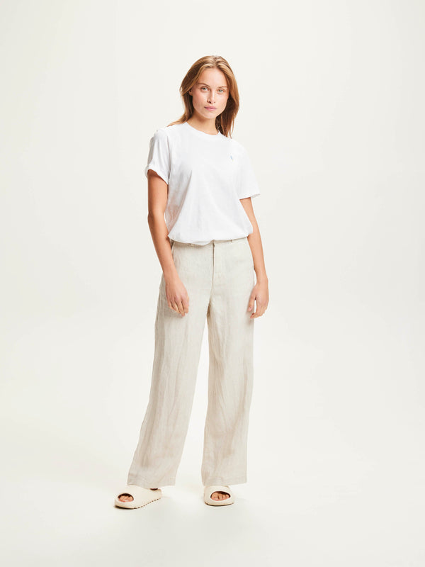 KnowledgeCotton Apparel - WMN POSEY natural linen pants Pants 1228 Light feather gray