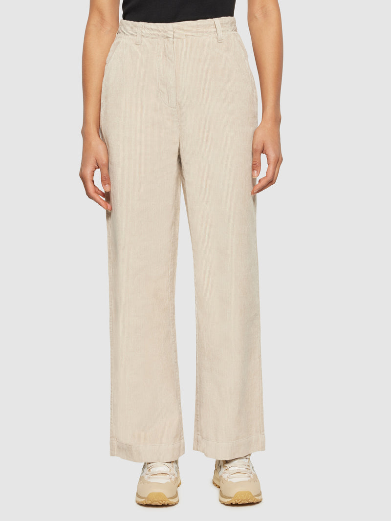 KnowledgeCotton Apparel - WMN POSEY wide high-rise irregular corduroy pant - GOTS/Vegan Pants 1228 Light feather gray