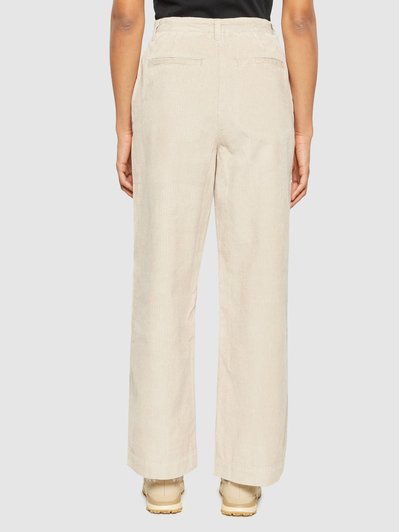 KnowledgeCotton Apparel - WMN POSEY wide high-rise irregular corduroy pant - GOTS/Vegan Pants 1228 Light feather gray