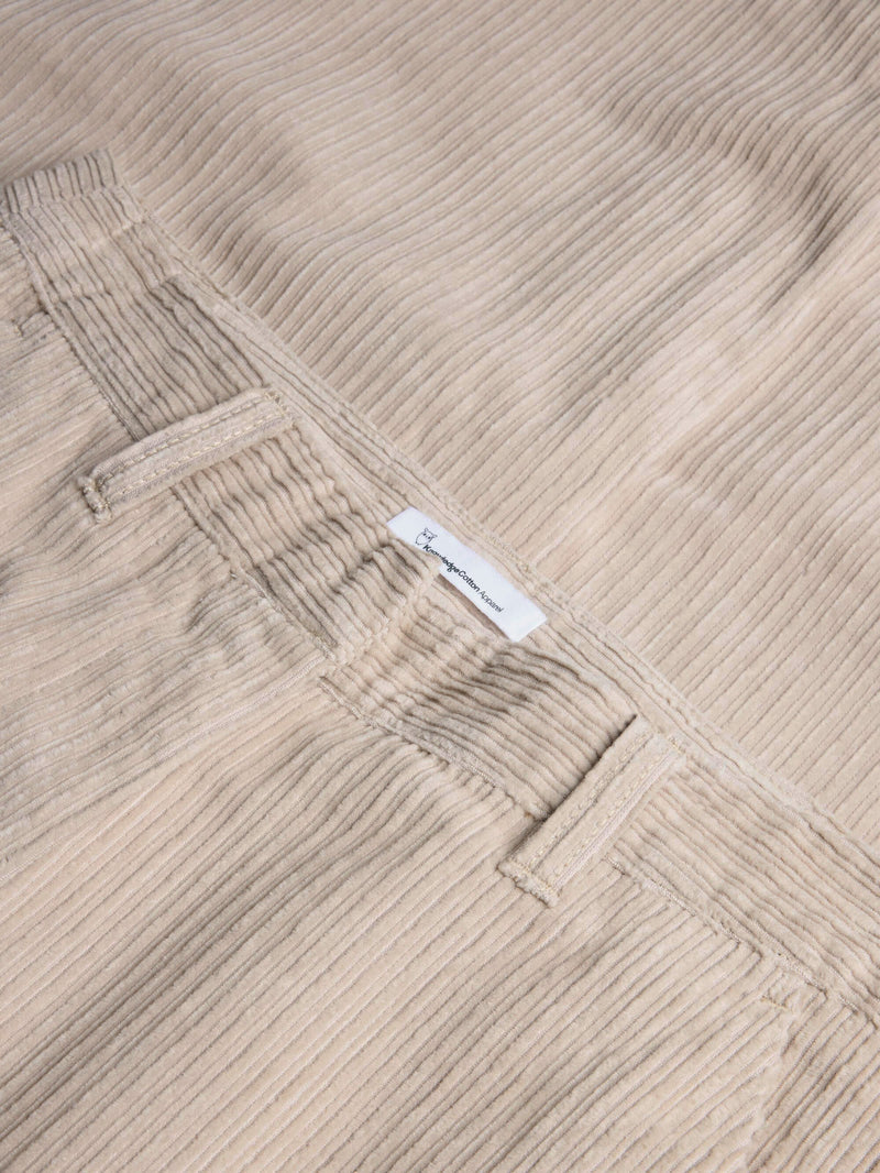 KnowledgeCotton Apparel - WMN POSEY wide high-rise irregular corduroy pant - GOTS/Vegan Pants 1228 Light feather gray