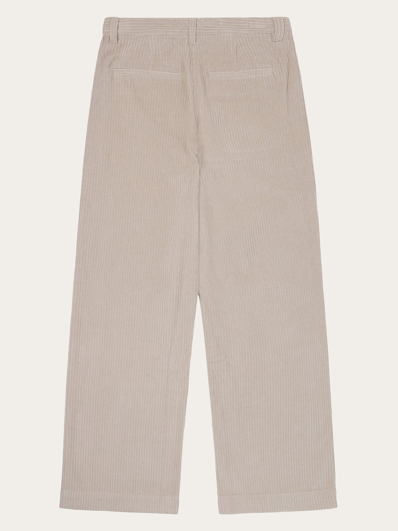 KnowledgeCotton Apparel - WMN POSEY wide high-rise irregular corduroy pant - GOTS/Vegan Pants 1228 Light feather gray