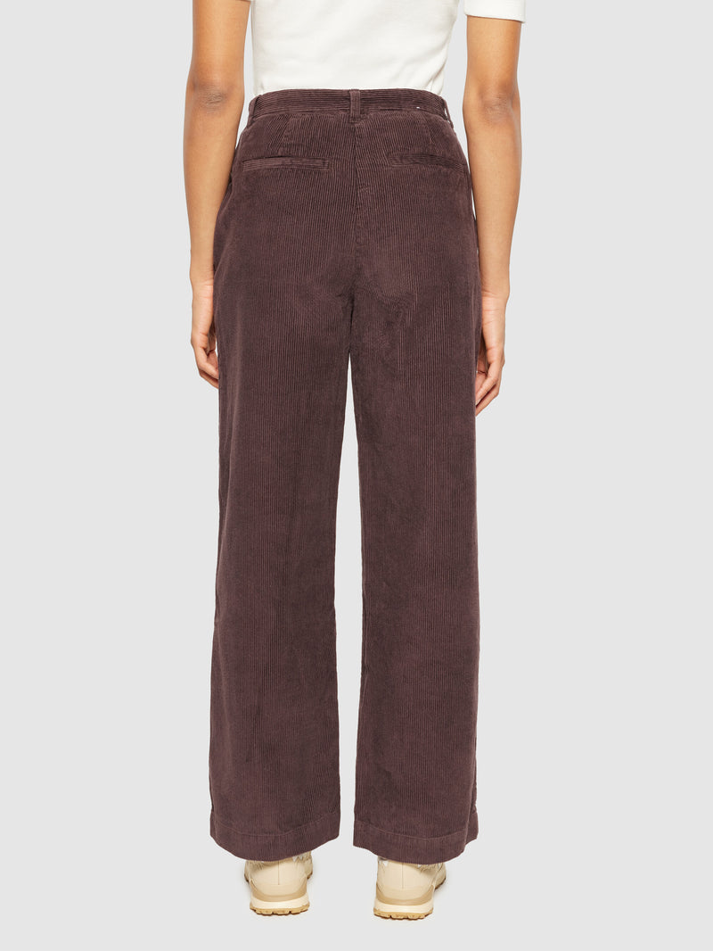 KnowledgeCotton Apparel - WMN POSEY wide high-rise irregular corduroy pant - GOTS/Vegan Pants 1394 Chocolate Plum