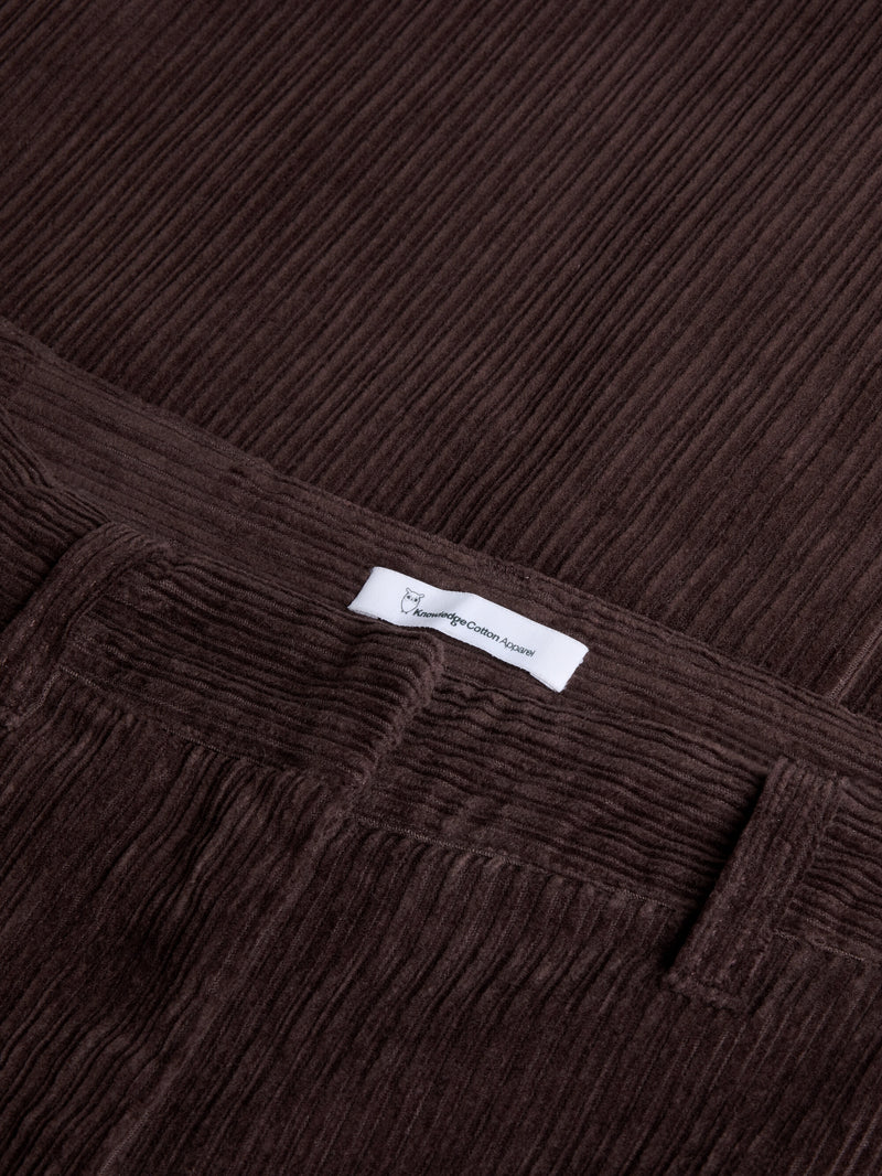 KnowledgeCotton Apparel - WMN POSEY wide high-rise irregular corduroy pant - GOTS/Vegan Pants 1394 Chocolate Plum