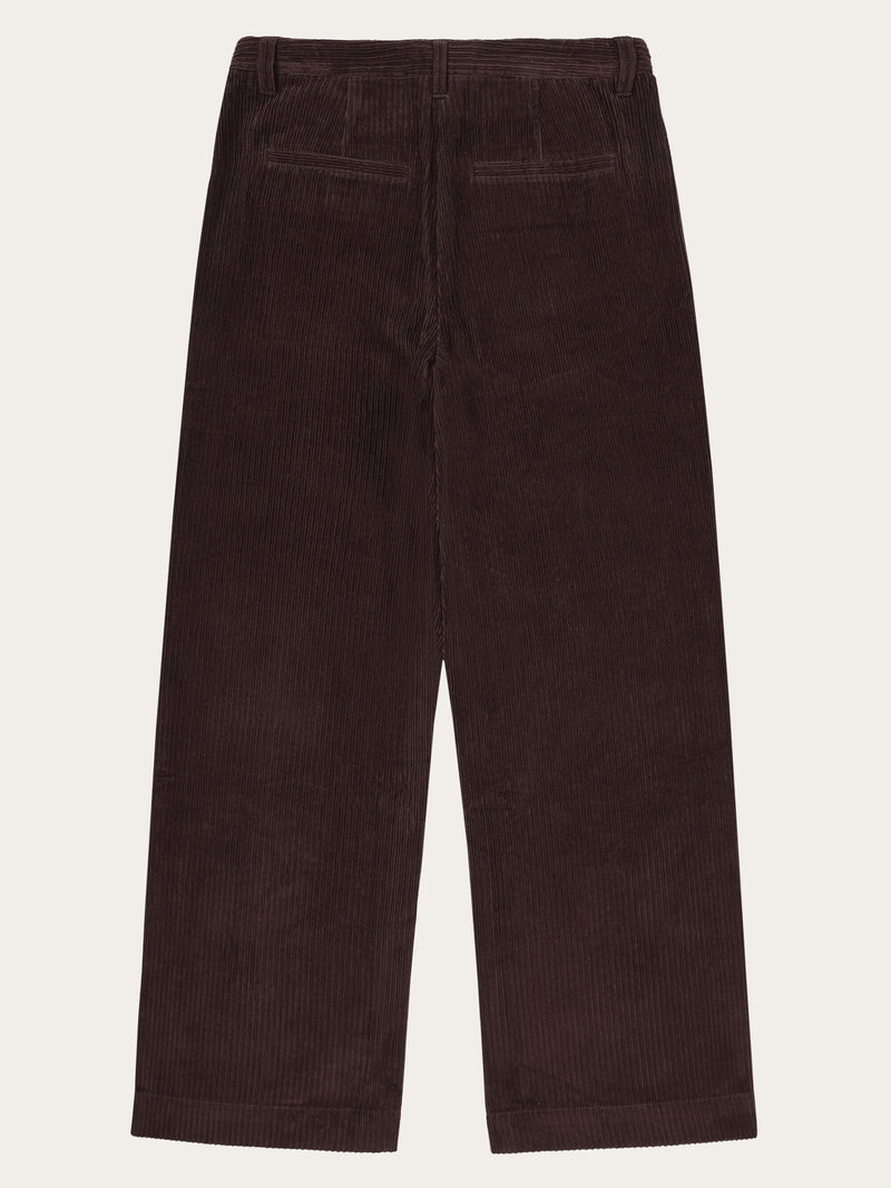 KnowledgeCotton Apparel - WMN POSEY wide high-rise irregular corduroy pant - GOTS/Vegan Pants 1394 Chocolate Plum