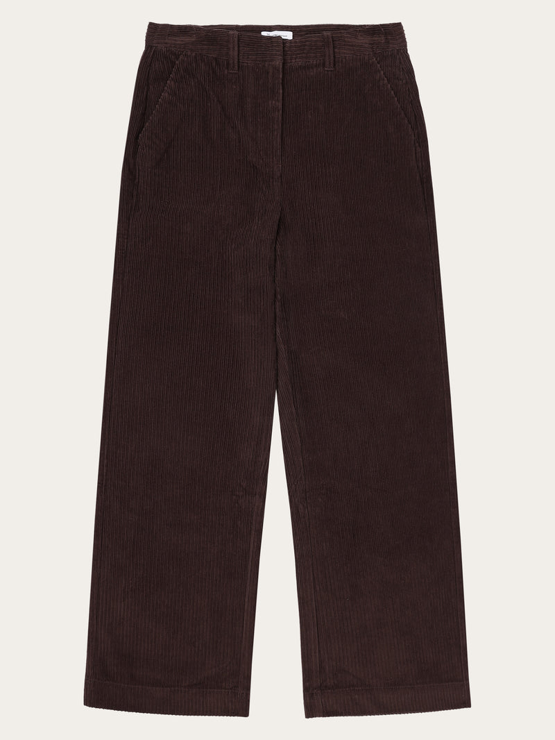 KnowledgeCotton Apparel - WMN POSEY wide high-rise irregular corduroy pant - GOTS/Vegan Pants 1394 Chocolate Plum