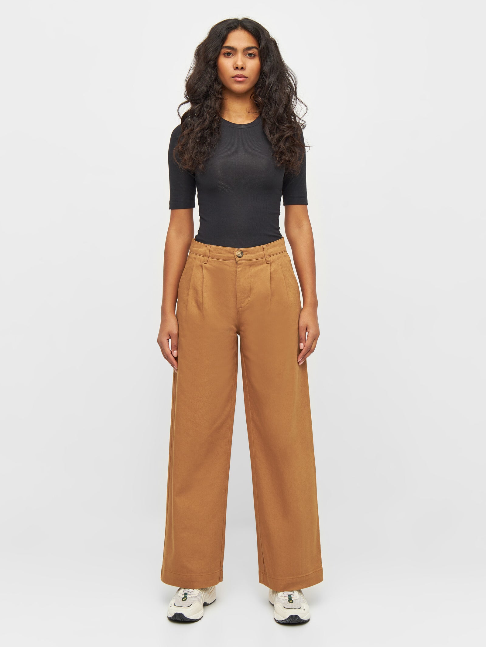 Buy POSEY wide high-rise twill pants - Brown Sugar - from KnowledgeCotton  Apparel®