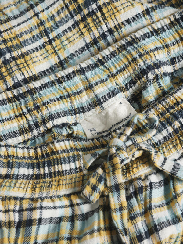 KnowledgeCotton Apparel - WMN POSEY wide mid-rise check seersucker shorts - GOTS/Vegan Shorts 7024 Yellow check
