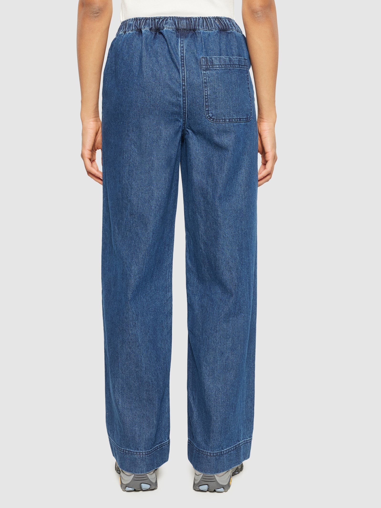 POSEY wide mid-rise elastic waistband denim pant - GOTS