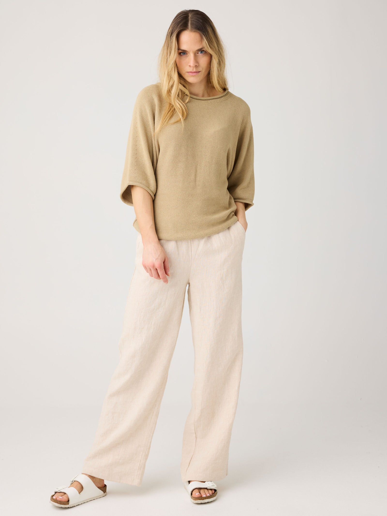 Posey wide linen pants - Yarndyed - Light feather gray