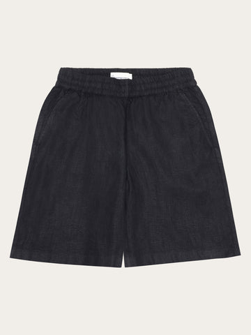 POSEY wide mid-rise linen shorts - GOTS/Vegan - Black Jet