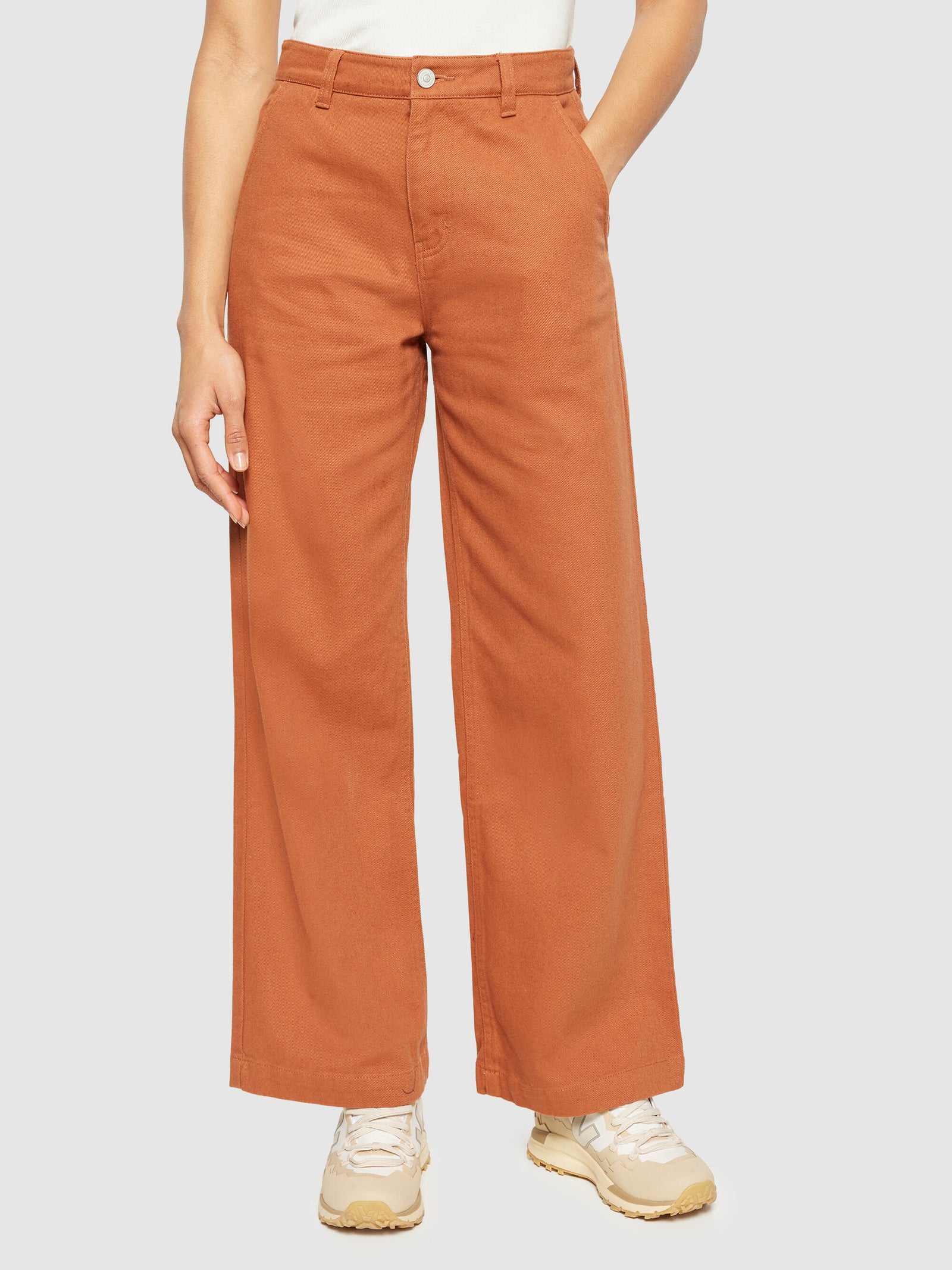 商品画像：Buy POSEY wide mid-rise twill pant - GOTS/Vegan - Mocha 1