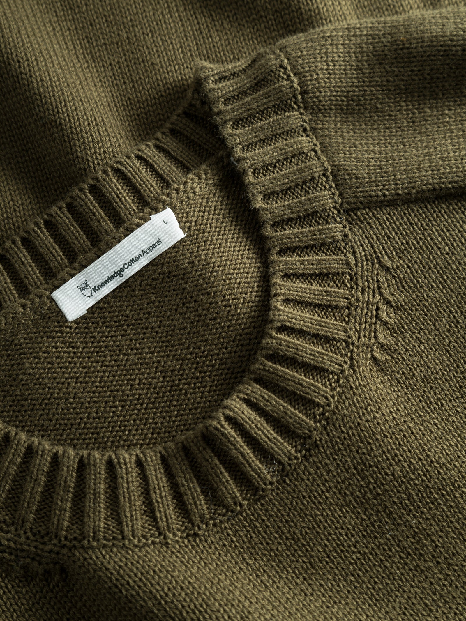 Plain knitted crew neck Dark Olive