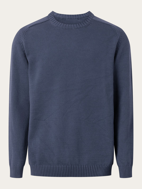KnowledgeCotton Apparel - MEN Plain knitted crew neck Knits 1226 Vintage Indigo