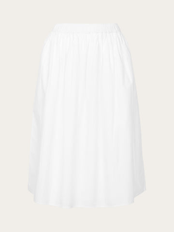 Poplin elastic waist skirt Bright White