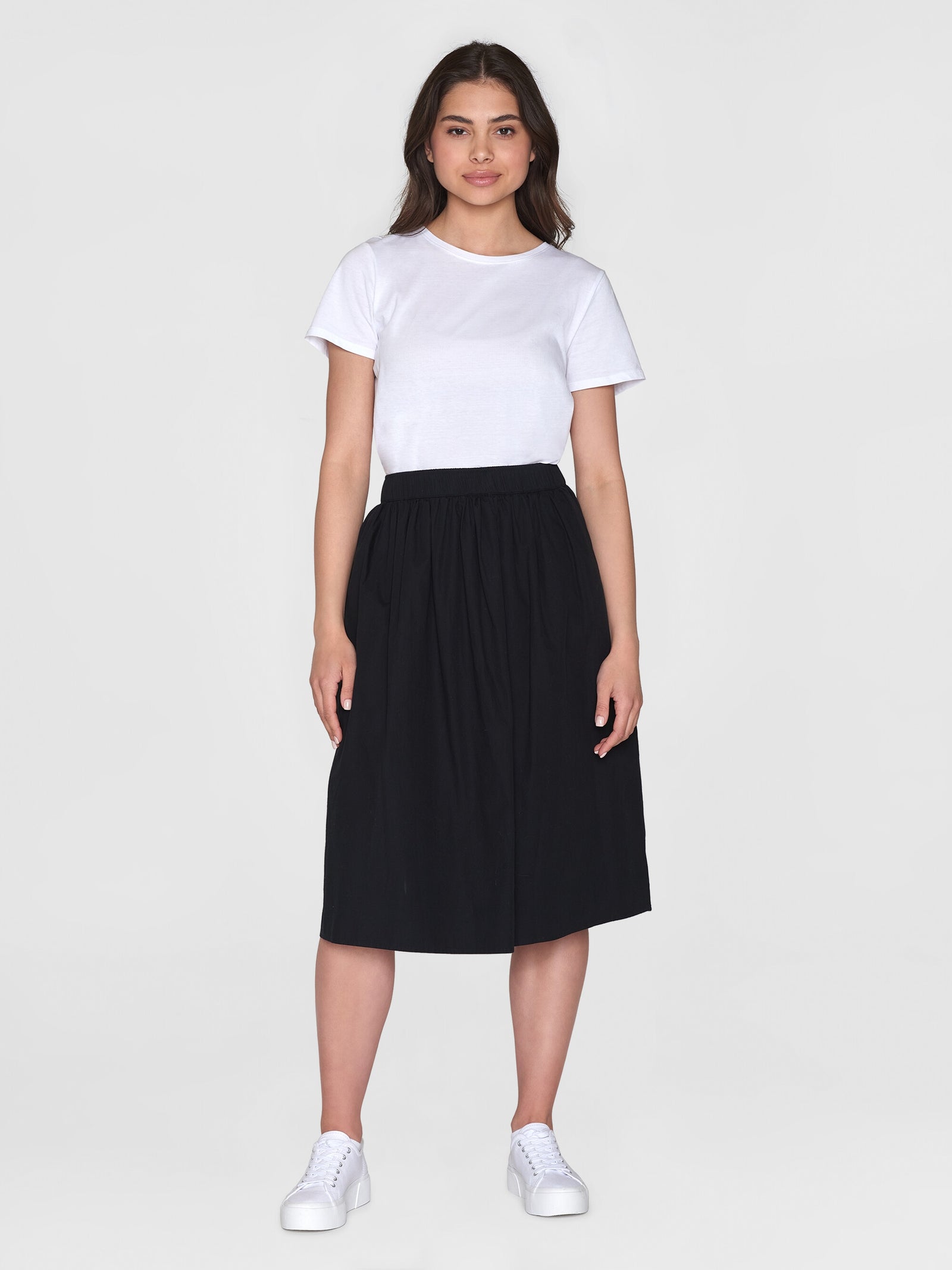 Buy Poplin elastic waist skirt Black Jet from KnowledgeCotton Apparel