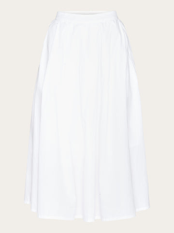 KnowledgeCotton Apparel - WMN Poplin pleated mid-length skirt Skirts 1010 Bright White