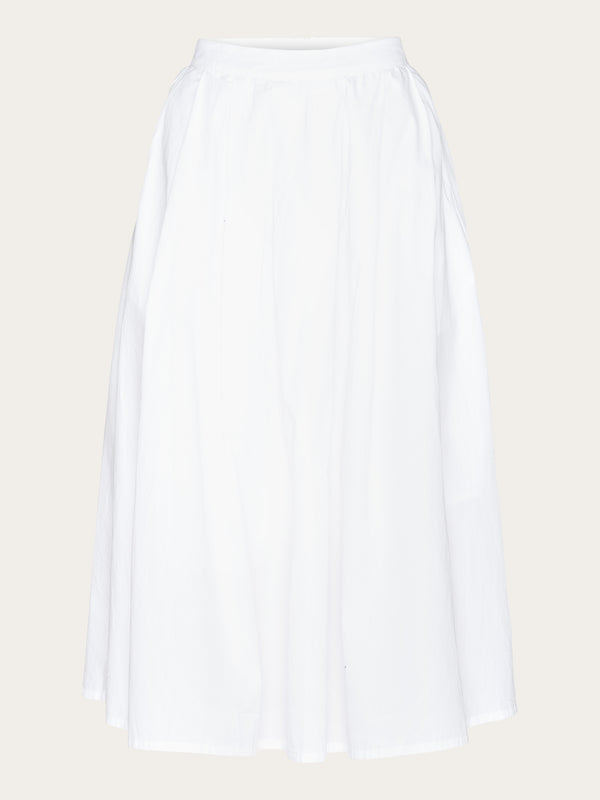KnowledgeCotton Apparel - WMN Poplin pleated mid-length skirt Skirts 1010 Bright White