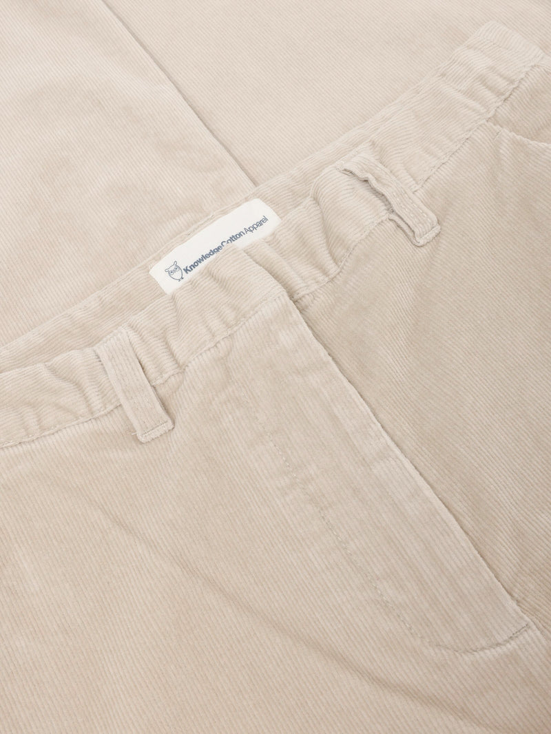 KnowledgeCotton Apparel - WMN Posey wide corduroy pant Pants 1228 Light feather gray